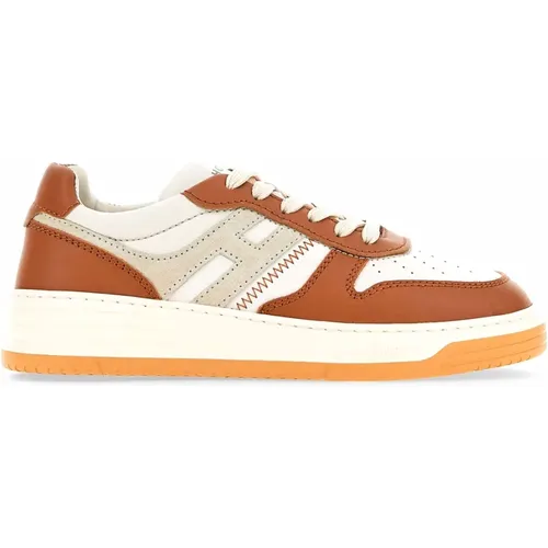 Smooth Leather Sneakers with Suede Inserts , female, Sizes: 2 1/2 UK - Hogan - Modalova