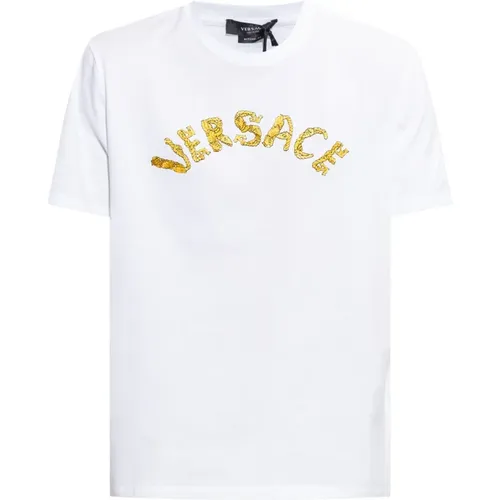 T-Shirt mit Logo , Herren, Größe: S - Versace - Modalova