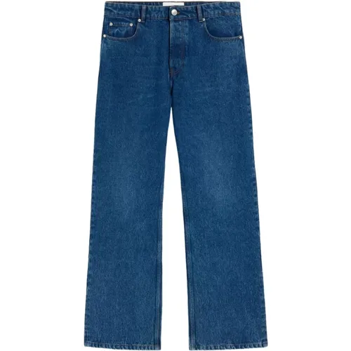 Denim Logo Patch Wide Leg Jeans , Herren, Größe: W34 - Ami Paris - Modalova