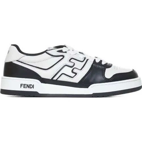 Match Leder Sneakers in Weiß/Schwarz,Schwarze Ledersneaker mit Weißen Details - Fendi - Modalova