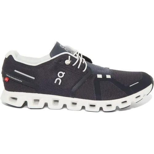 Cloud 5 Navy White Men Sneakers , male, Sizes: 8 UK, 8 1/2 UK - ON Running - Modalova