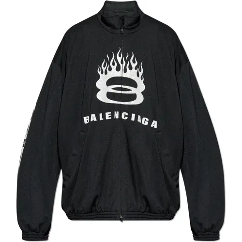 Jacke mit bedrucktem Logo - Balenciaga - Modalova