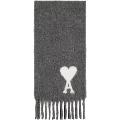 Dark Grey Oversize Scarf , male, Sizes: ONE SIZE - Ami Paris - Modalova