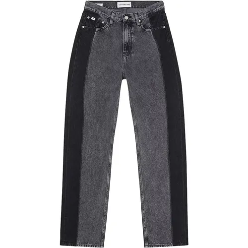 Schwarze Reißverschluss-Knopf-Jeans für Damen , Damen, Größe: W26 L30 - Calvin Klein Jeans - Modalova
