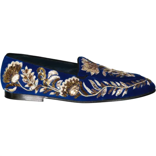 Embellished Velvet Loafers , male, Sizes: 8 UK - Dolce & Gabbana - Modalova