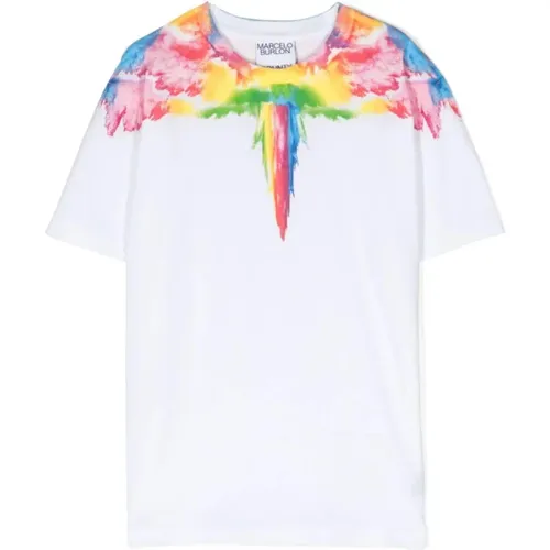 Bunte Flügel T-Shirt,Colordust Wings T-Shirt - Marcelo Burlon - Modalova
