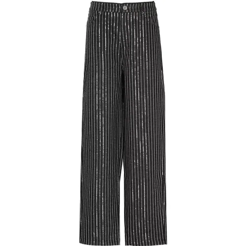 Cotton Twill Trousers with Striped Pattern , female, Sizes: W25, W27 - Rotate Birger Christensen - Modalova