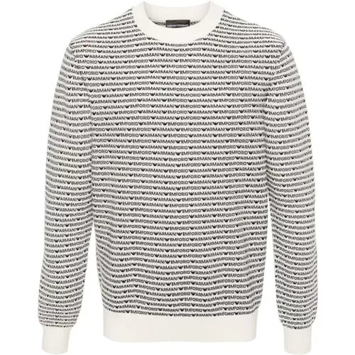 Beige Sweaters with Intarsia-Knit Logo , male, Sizes: L, 2XL - Emporio Armani - Modalova