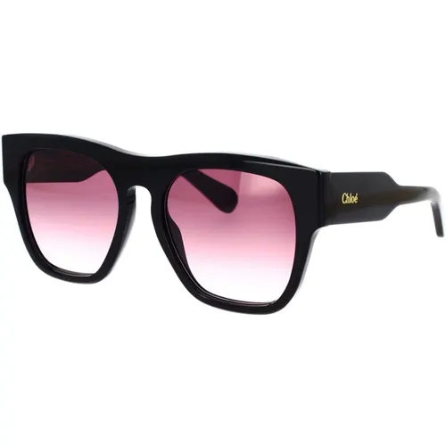 Bohemian-inspired Sunglasses with Red Tinted Lenses , female, Sizes: 55 MM - Chloé - Modalova