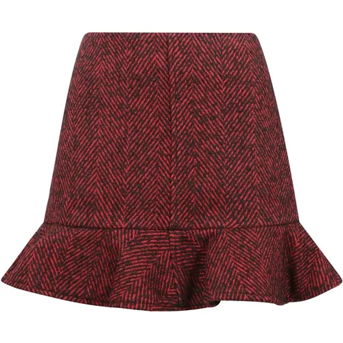 Wool Herringbone Mini Skirt , female, Sizes: M, XS, L - Ganni - Modalova