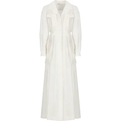 Linen and Silk Chemisier Dress , female, Sizes: XS - alberta ferretti - Modalova