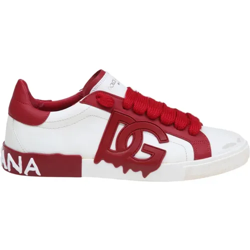Vintage Low Calf Sneakers in and Red , male, Sizes: 8 1/2 UK, 9 1/2 UK, 9 UK, 6 UK, 7 UK, 8 UK, 10 UK, 7 1/2 UK - Dolce & Gabbana - Modalova