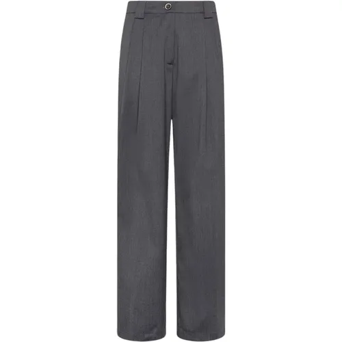 Grey Wool Stretch Trousers , female, Sizes: 2XS, M, S - Momoni - Modalova