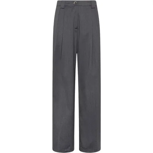 Grey Wool Stretch Trousers , female, Sizes: 2XS, M, XS, S - Momoni - Modalova