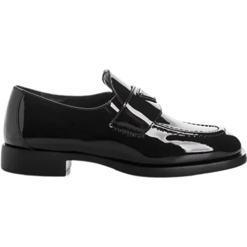 Klassische schwarze Lackleder-Loafer - Prada - Modalova