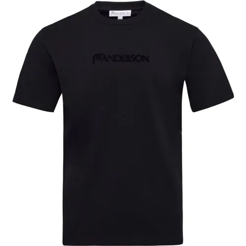 Schwarzes Besticktes T-Shirt , Herren, Größe: L - JW Anderson - Modalova