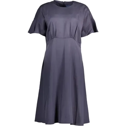 Kurzes Blaues Kleid mit Rundhalsausschnitt , Damen, Größe: XS - Gant - Modalova