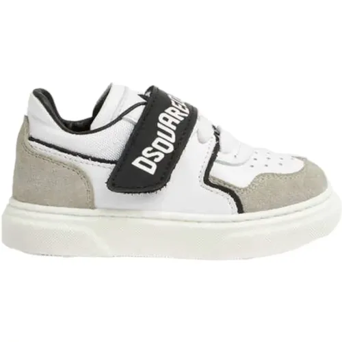 Weiße Leder-Sneaker mit Grauem Wildleder - Dsquared2 - Modalova