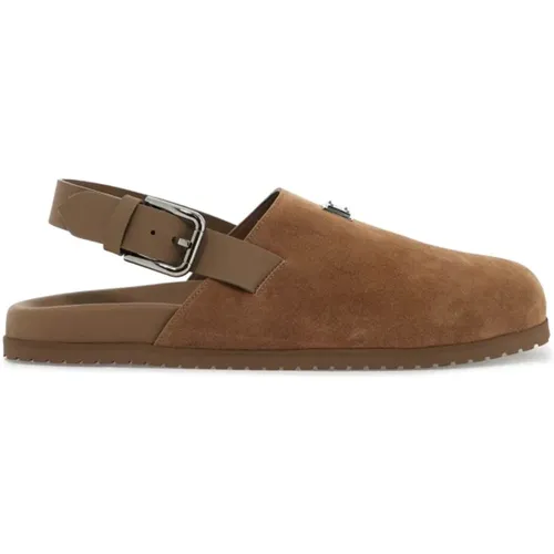 Logo-Platte Wildleder Clogs , Herren, Größe: 43 EU - Dolce & Gabbana - Modalova