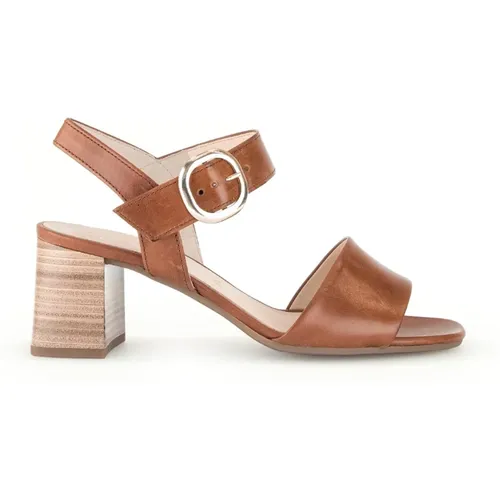 Cognac Leder Sommer Sandalen , Damen, Größe: 35 EU - Gabor - Modalova