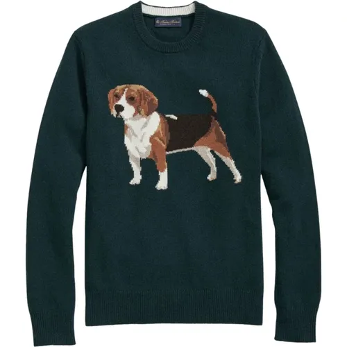 Beagle Intarsia Wollmischung Rundhalsausschnitt , Damen, Größe: 2XL - Brooks Brothers - Modalova