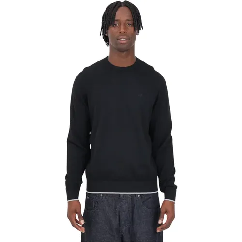 Klassischer Schwarzer Rundhalsausschnitt Pullover , Herren, Größe: L - Armani Exchange - Modalova