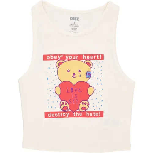 Heart Rib Megan Tanks - Unbleached , female, Sizes: M, XS - Obey - Modalova