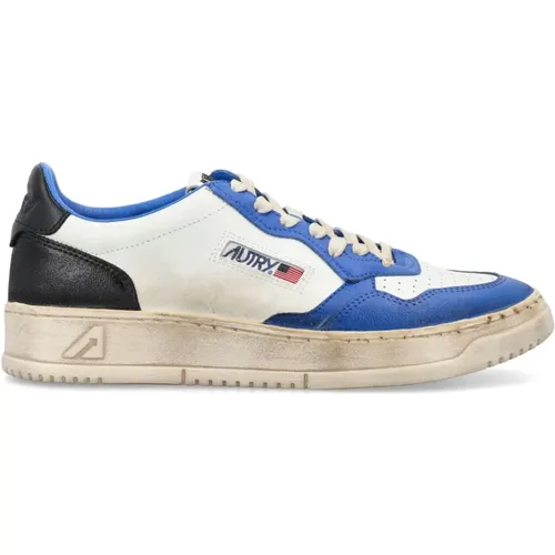 Weiße/Royal Leder Sneakers - AW23,Vintage Ledersneakers - Autry - Modalova