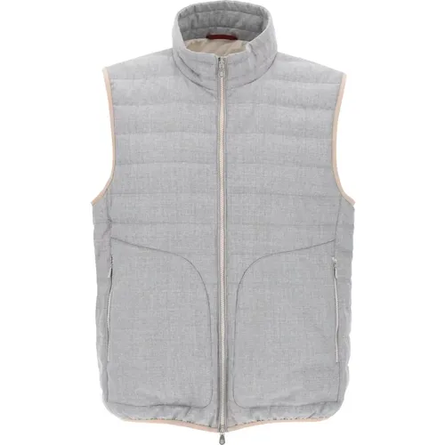 Quilted Wool Down Vest , male, Sizes: XL, L, M - BRUNELLO CUCINELLI - Modalova