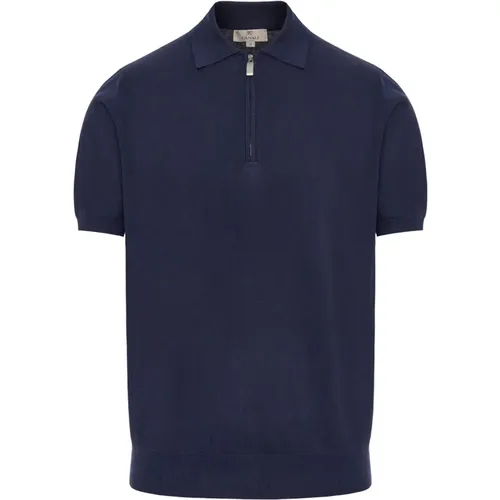 Cotton polo-shirt with zip , male, Sizes: 2XL, 4XL, L, XL - Canali - Modalova