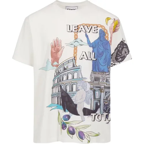 T-Shirt mit Rom-Print , Herren, Größe: M - Iceberg - Modalova