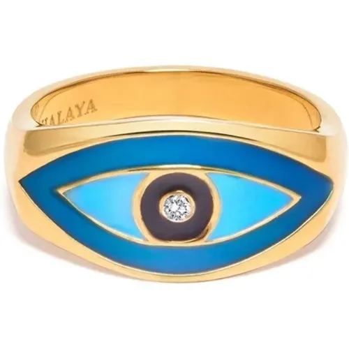 Evil Eye Gold Ring , female, Sizes: 54 MM, 50 MM, 52 MM, 46 MM, 56 MM, 48 MM - Nialaya - Modalova