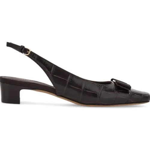 Dunkelbraune Slingback-Sandalen - Salvatore Ferragamo - Modalova