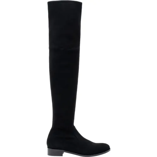 Schwarze Stretch-Wildleder Overknee-Stiefel , Damen, Größe: 39 EU - PARALLELE - Modalova