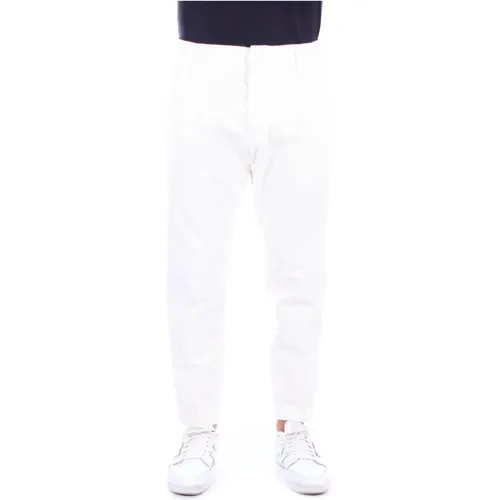 Cream Trousers with Back Logo , male, Sizes: W33, W32, W38, W36, W35, W30, W34 - Dondup - Modalova