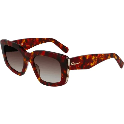 Sunglasses,Ivory/Blue Shaded Sonnenbrille SF1024S,Havana Blue/Grey Sonnenbrille Sf1024S - Salvatore Ferragamo - Modalova
