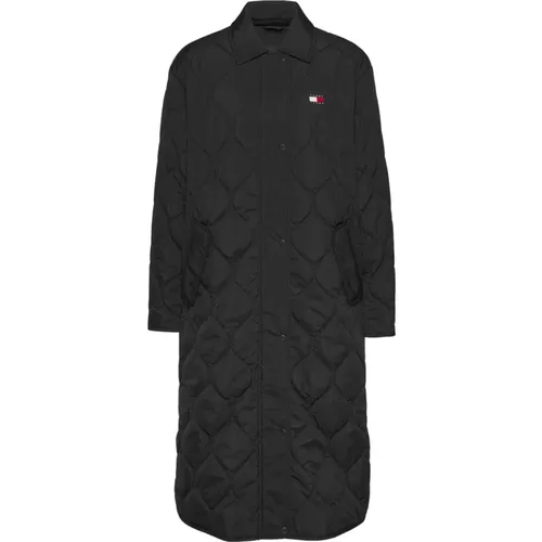 Quilted Long Coat Zipper Closure , female, Sizes: S - Tommy Hilfiger - Modalova