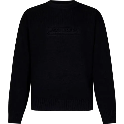 Schwarzer Crew Neck Sweater Aw24 , Herren, Größe: 2XL - Dsquared2 - Modalova