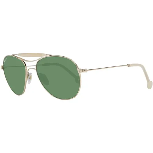 Goldene Aviator Sonnenbrille mit Grünen Gläsern , unisex, Größe: ONE Size - Hally & Son - Modalova