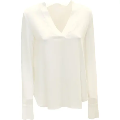 White Silk Aversa T-Shirts , female, Sizes: M - Antonelli Firenze - Modalova