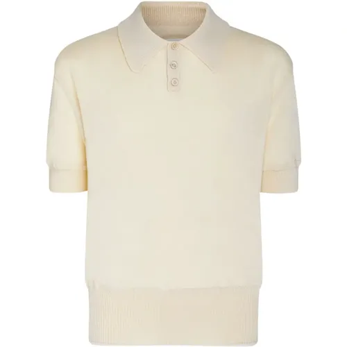 Off-White Knitted Polo Shirt , male, Sizes: M - Maison Margiela - Modalova