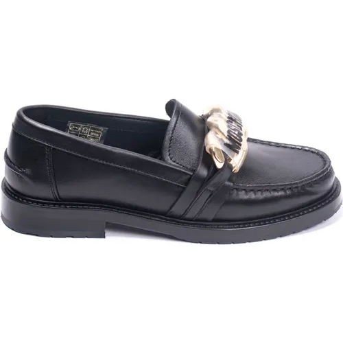 Leather Chain Mocassin Flats , female, Sizes: 3 UK, 7 UK, 4 UK - Moschino - Modalova