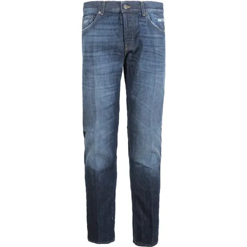 Blaue Slim Fit Jeans mit Knopfverschluss , Herren, Größe: W32 - Dondup - Modalova