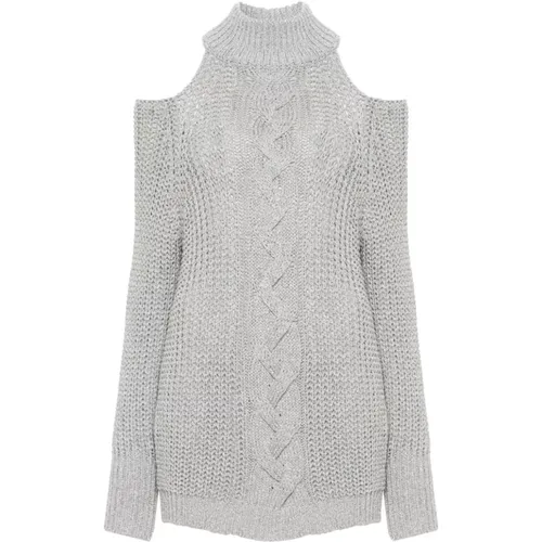 Silver Cable Knit Sweater , female, Sizes: M - Liu Jo - Modalova