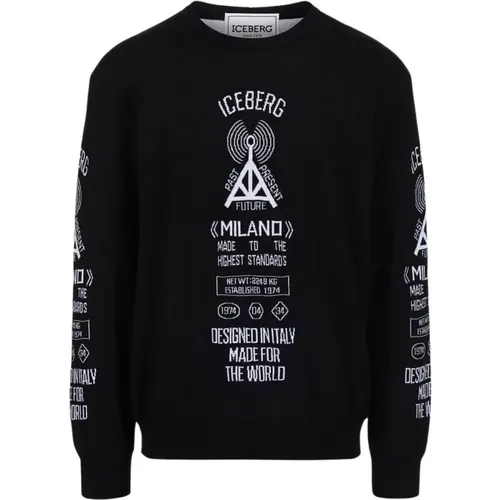 Logo-Pullover mit kosmopolitischem Flair , Herren, Größe: M - Iceberg - Modalova