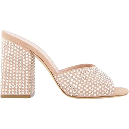 Crystal Embellished Leather Mules , female, Sizes: 4 UK, 7 UK, 6 1/2 UK, 6 UK - Paris Texas - Modalova