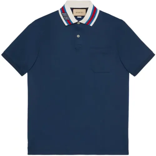 Navy Blaues Baumwoll Polo Shirt - Gucci - Modalova