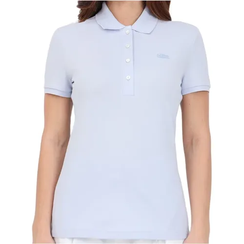 Damen Polo Shirt in Hellblau mit Logo Patch , Damen, Größe: 4XL - Lacoste - Modalova