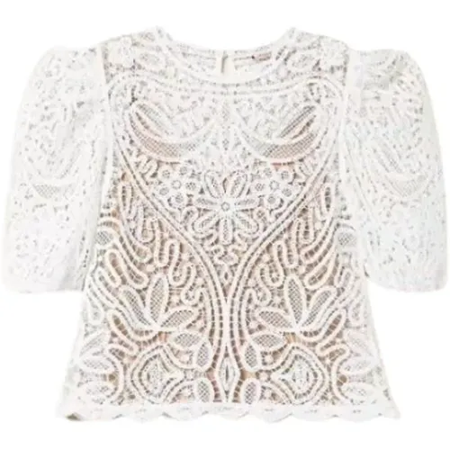 Crochet Lace Blouse with Balloon Sleeves and Matching Top , female, Sizes: L - Twinset - Modalova