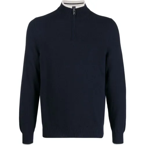 Luxuriöser Cashmere Half-Zip Strickpullover , Herren, Größe: 3XL - Fedeli - Modalova